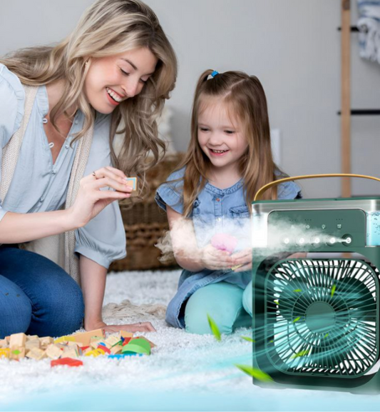 4-In-1 Multi-Functional Portable Air Humidifier Cooling USB Fan With 7-Color Night Light
