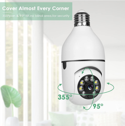 TECHNOVIEW Light Bulb Security Camera,Home WiFi 360 Degree Pan/Tilt Panoramic IP Camera,Wireless Home Surveillance Cameras with Motion Detection,Two-Way Audio,Night Vision