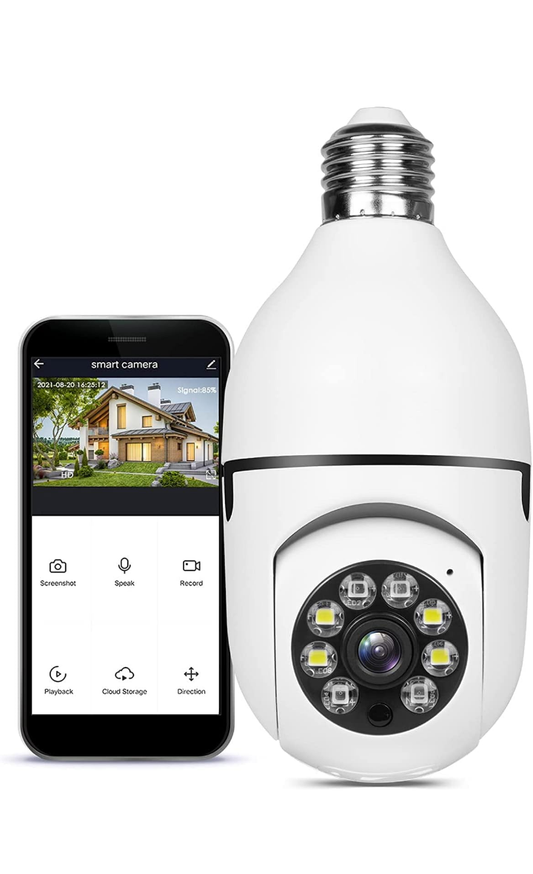 TECHNOVIEW Light Bulb Security Camera,Home WiFi 360 Degree Pan/Tilt Panoramic IP Camera,Wireless Home Surveillance Cameras with Motion Detection,Two-Way Audio,Night Vision